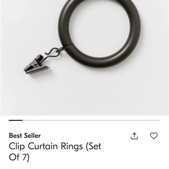West Elm Black Curtain Clip Rings Set - Picture 1 of 5
